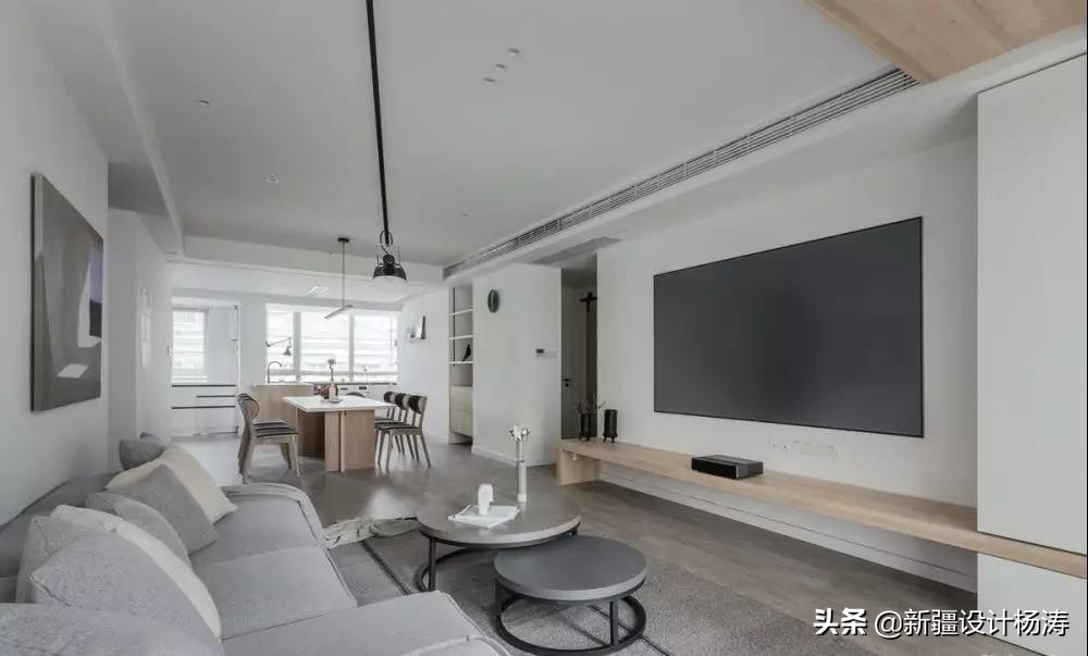 混搭风餐厅装修设计案例,客餐厅相连新中式风格装修实景