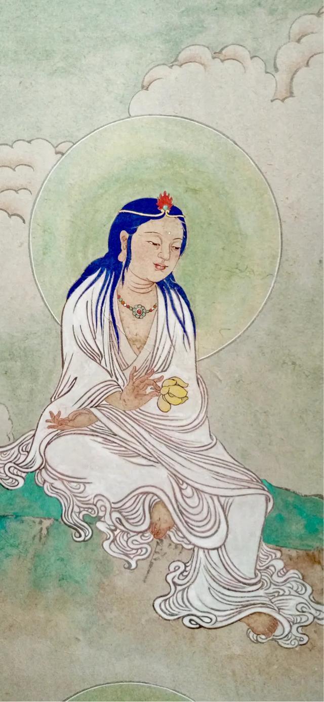 观音菩萨三十二像工笔画,观世音菩萨画像工笔画