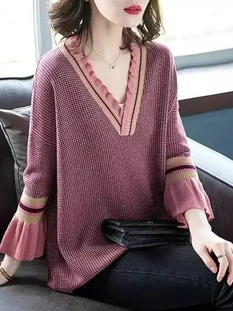 秋款垂感慵懒风针织衫配什么裤子,秋季到了针织衫搭配牛仔裤