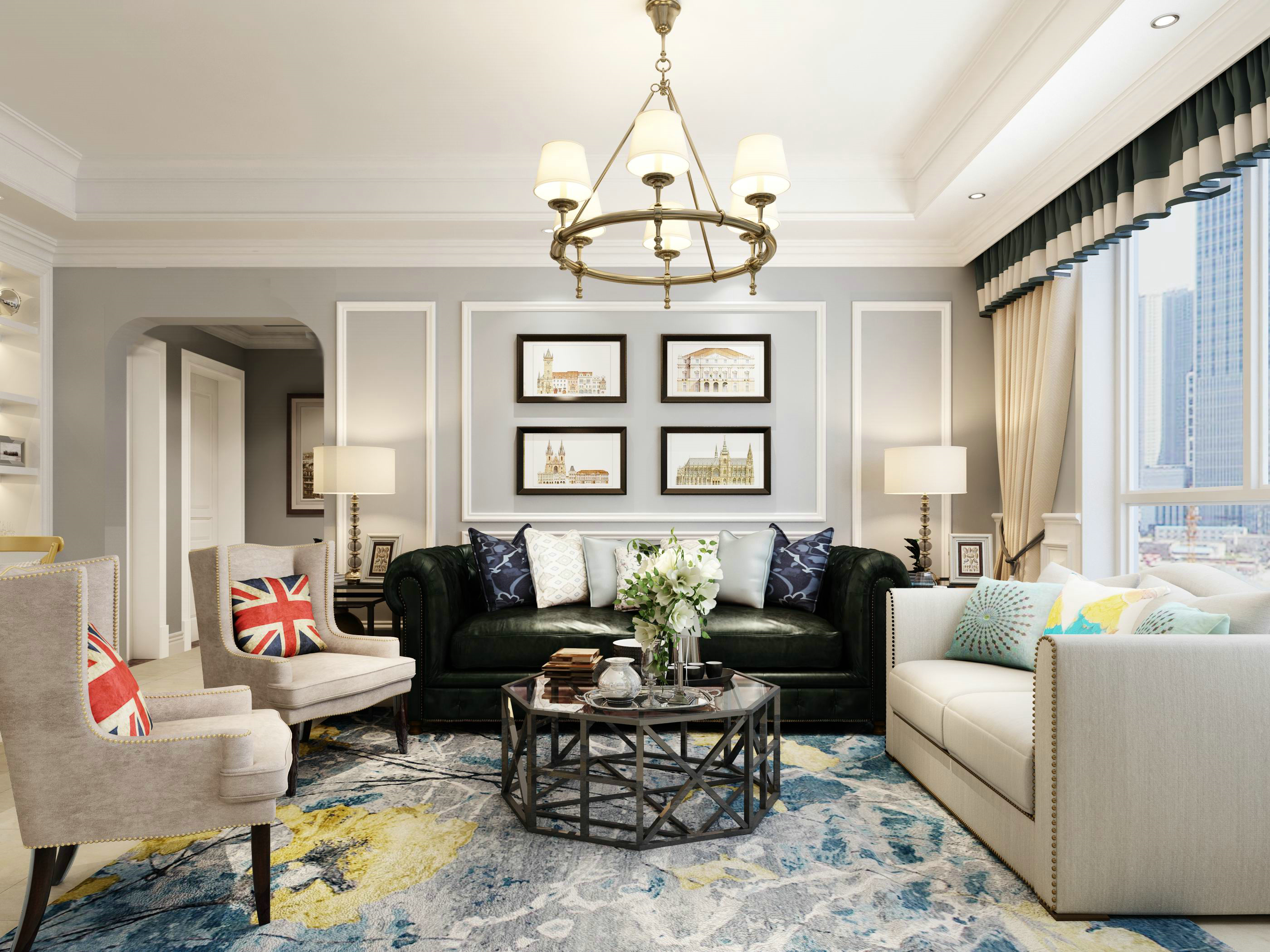 美式乡村风120平米三室装修