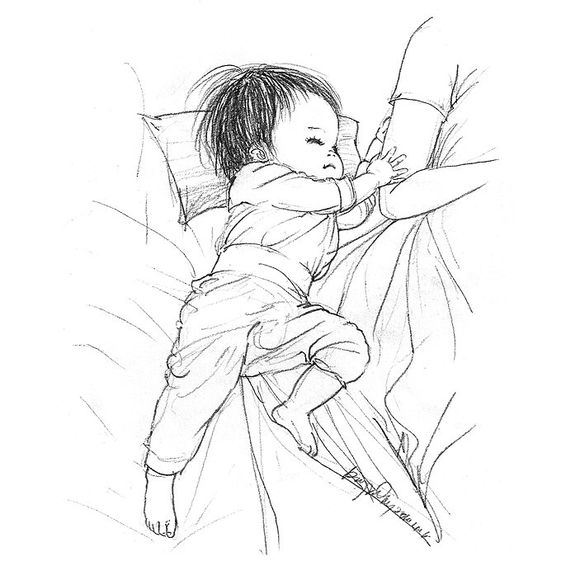 「曾经的热图，你可还记得」木朵儿爸爸给女儿画过的萌萌睡姿百图