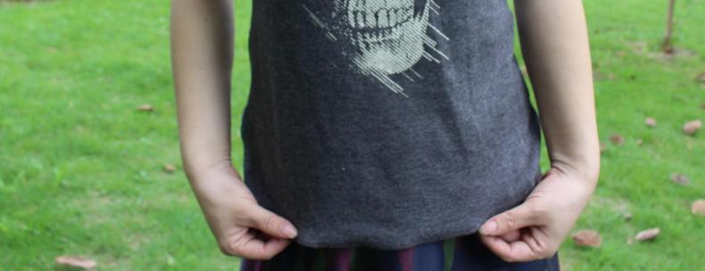 骷髅连体衣试穿,骷髅棉背心