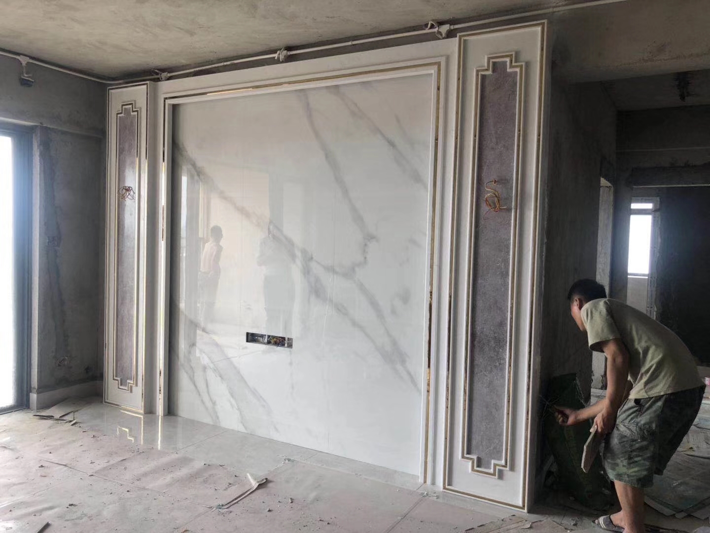 石材背景墙瓷砖颜色搭配效果图,极简大理石瓷砖背景墙效果图