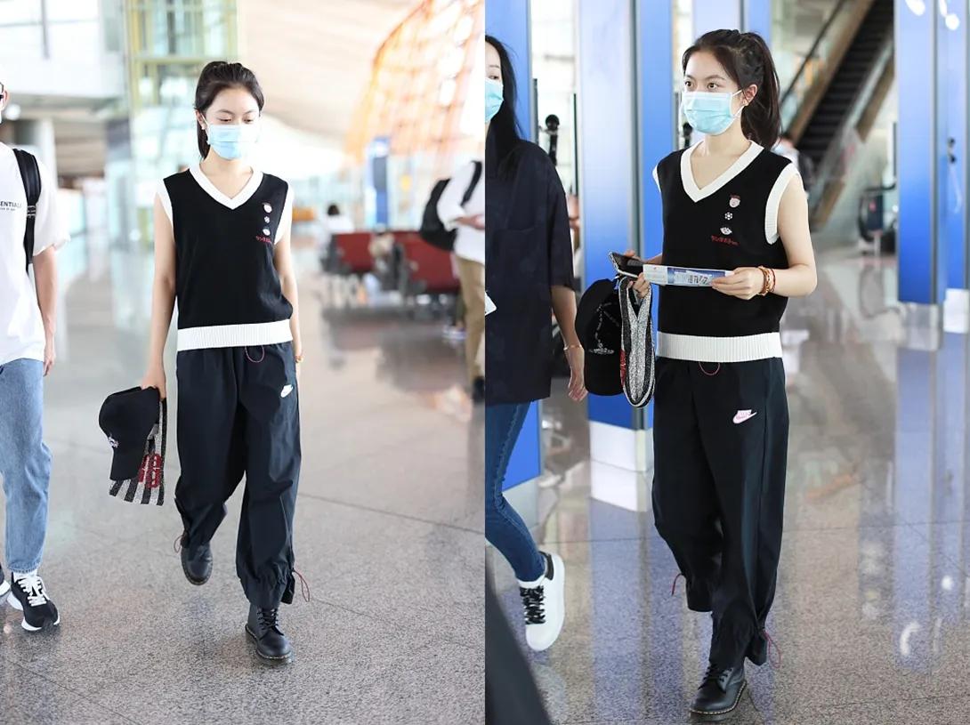 赵今麦穿搭秋冬裤子,赵今麦黑裤子穿搭