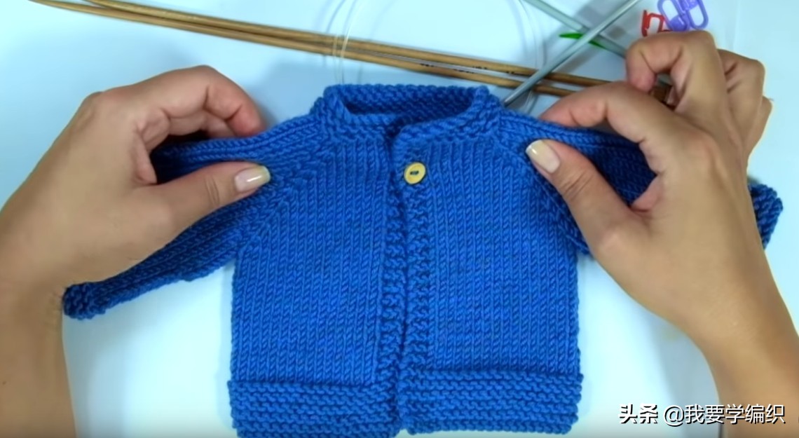 宝宝插肩袖开衫从下往上织的教程,织插肩方法从肩开始织
