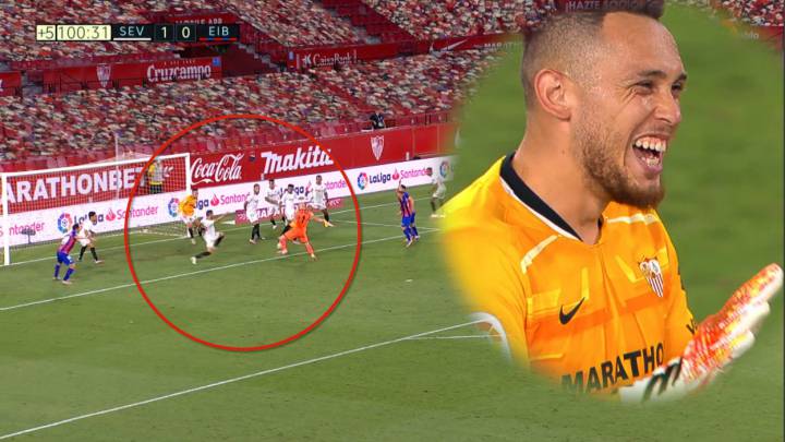 前锋客串门将并且做出精彩扑救,客串门将西甲