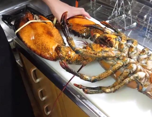 日本小哥花钱购买海虾，钳子肉很饱满，蘸上酱料吃太过瘾