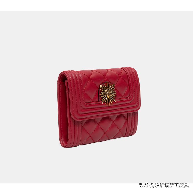 太阳神复古菱形格零钱包