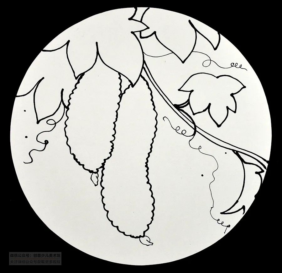 儿童画国画苦瓜的画法,儿童画教程植物