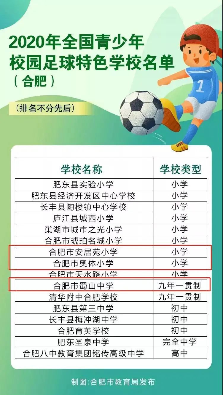 2019年全国校园足球特色学校名单,蜀山区重点小学名单