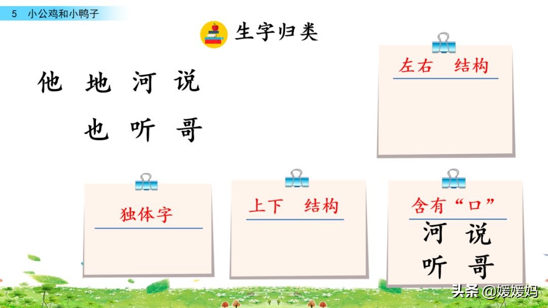 一年级小公鸡和小鸭子仿写句子,一年级小公鸡和小鸭子的看图写话