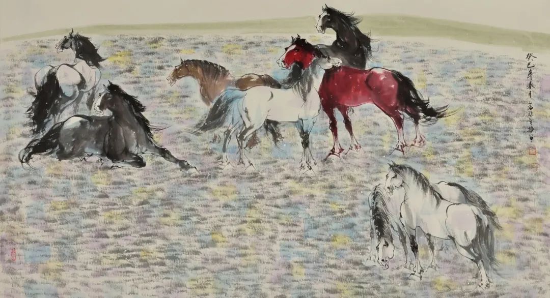 八骏雄风字画,名家精品国画八骏图