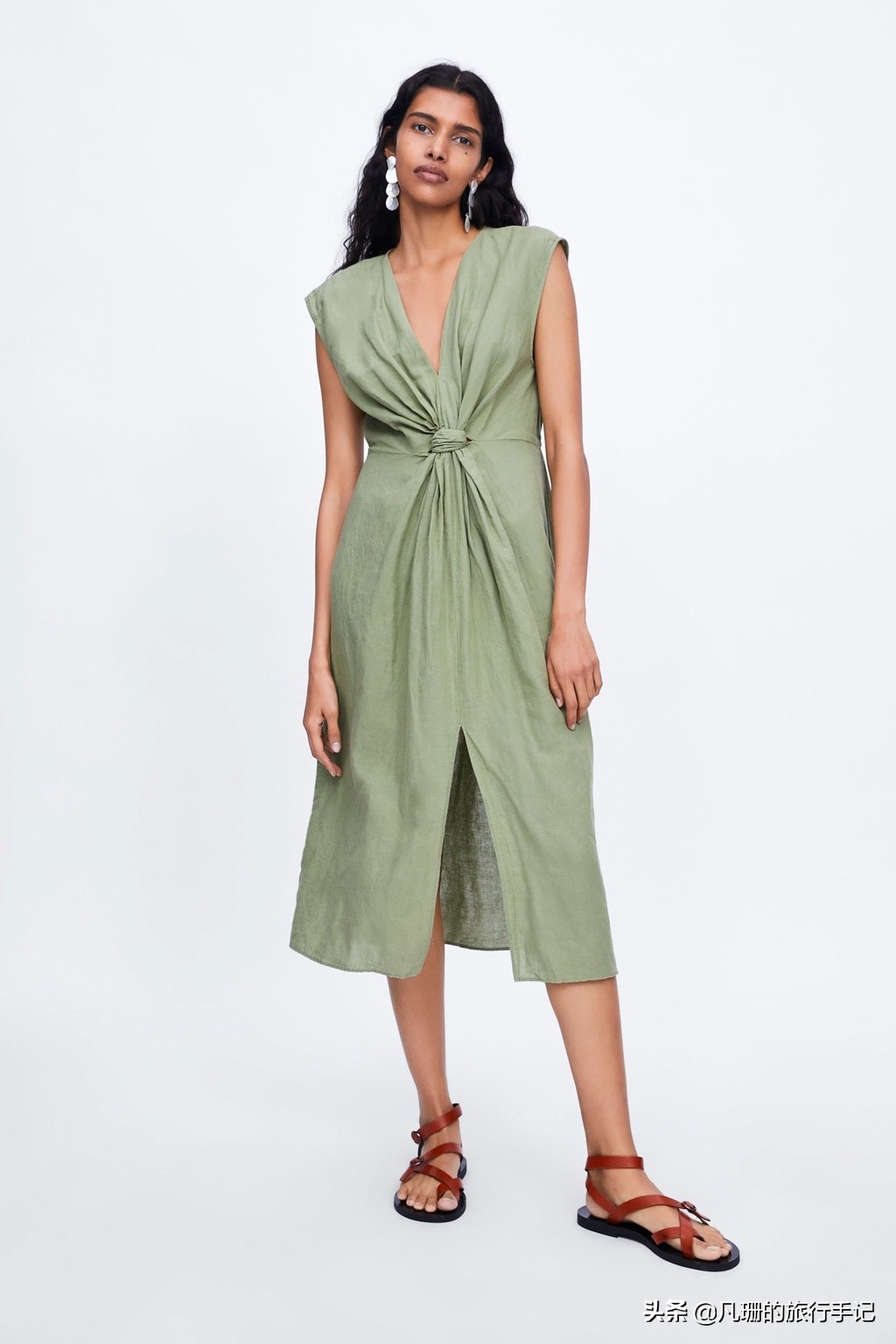 度假风绿色连衣裙,法式桔梗仙女裙​