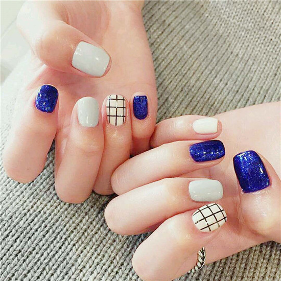 进巍美甲作品,宝蓝美甲款式图片