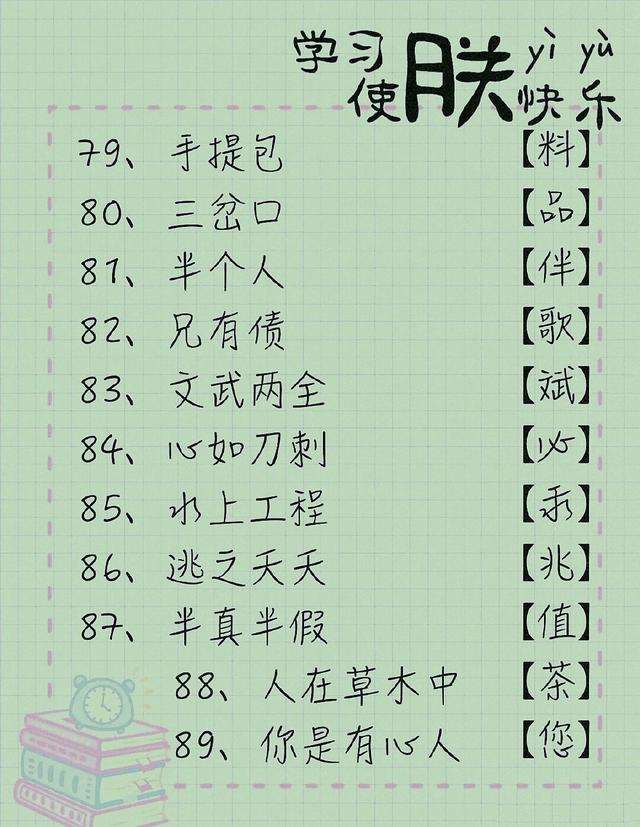 猜字谜大全儿童7到10岁,100个经典的猜字谜快来尝试哦