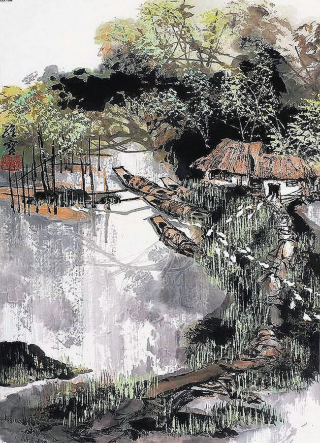 古香古色山水画,岭南风景国画