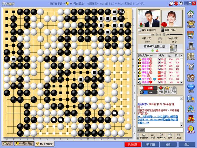 10人赛压轴戏辜天元两胜崔女王中韩5比5握手言和