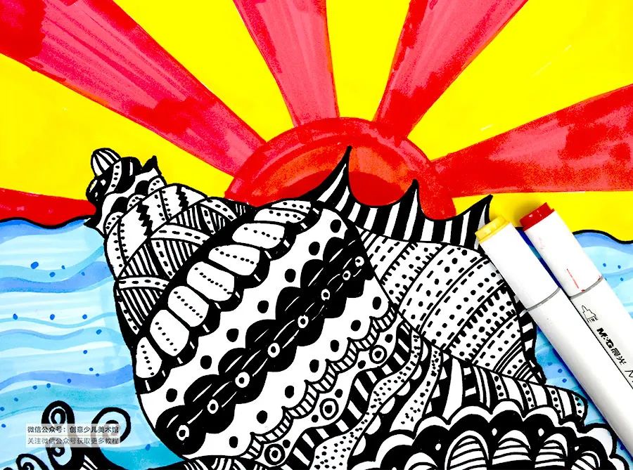 椰树海滩贝壳怎么画,海滩上的贝壳怎么画又简单又好看