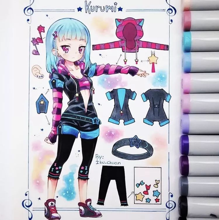 马克笔上色教程动漫人物q版30色,学马克笔画动漫免费教程