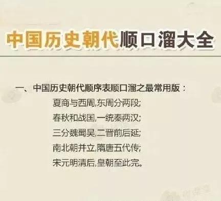 历史朝代顺口溜大全集,中国历史朝代顺口溜快速背诵口诀