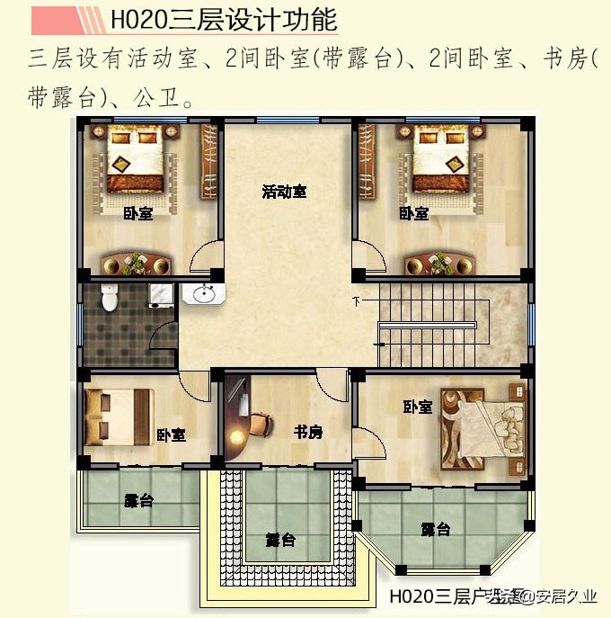 开间13.50米进深12米三层复式,8x13米农村三层复式旋转楼梯别墅