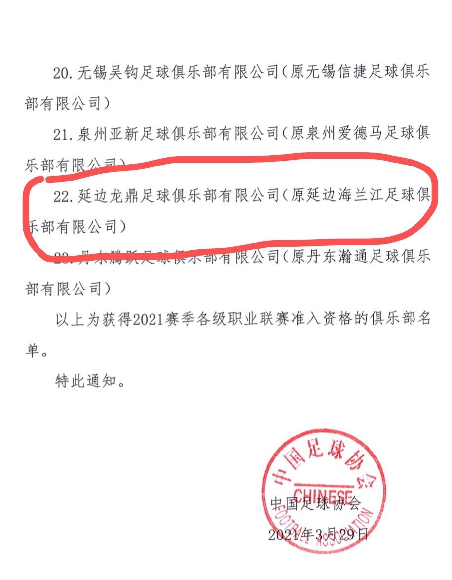 延边足球中乙行列,延边龙鼎足球队