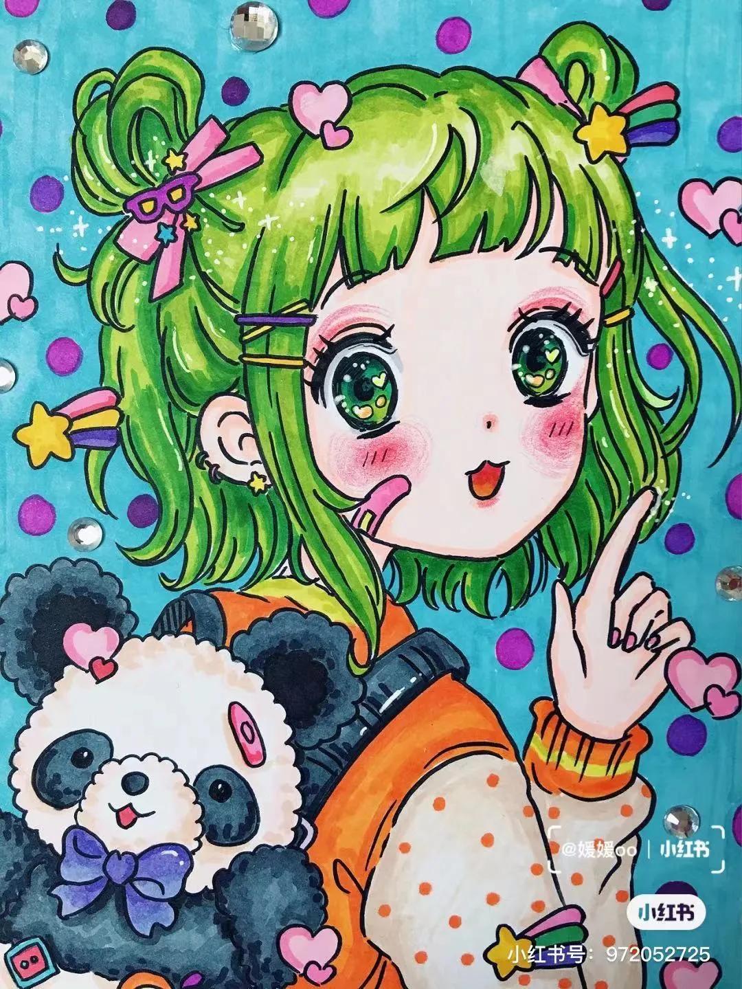 色彩装饰画简单好看马克笔,色彩对比强烈的马克笔装饰画