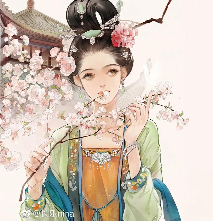 古风水墨花草插画图,古风风景插画全屏壁纸