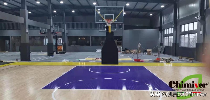 运动馆体育木地板彩漆绘图刷漆：浙江嘉善灭霸球馆施工案例