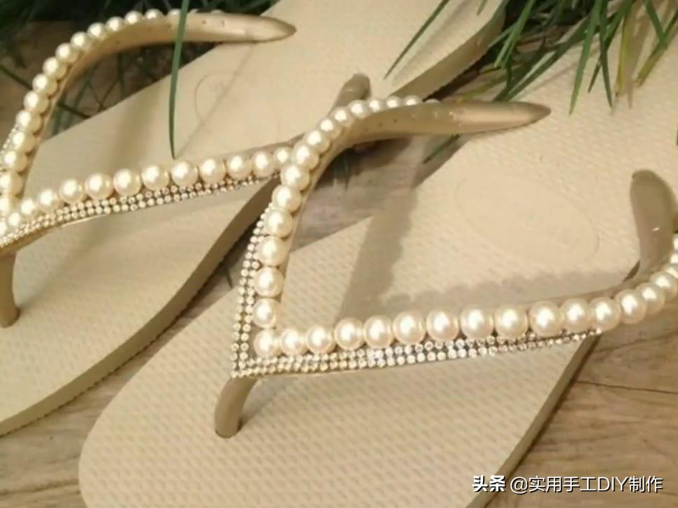 复古人字凉鞋串珠,手工串珠编织拖鞋