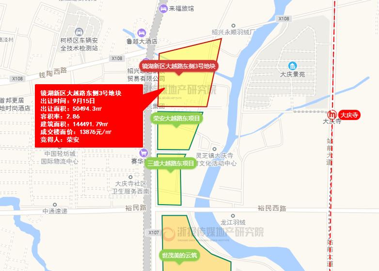 余姚、诸暨双双封顶+配建荣安13876元/㎡加仓绍兴镜湖