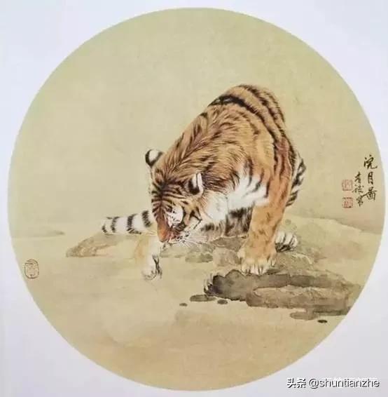 工笔老虎技法教学视频,工笔老虎胸毛的撕毛法