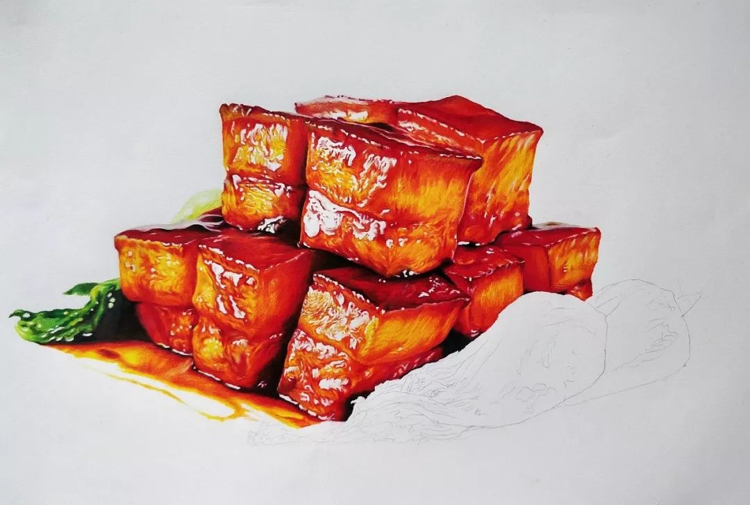 彩铅画美丽的山水画,彩铅画美人蝴蝶