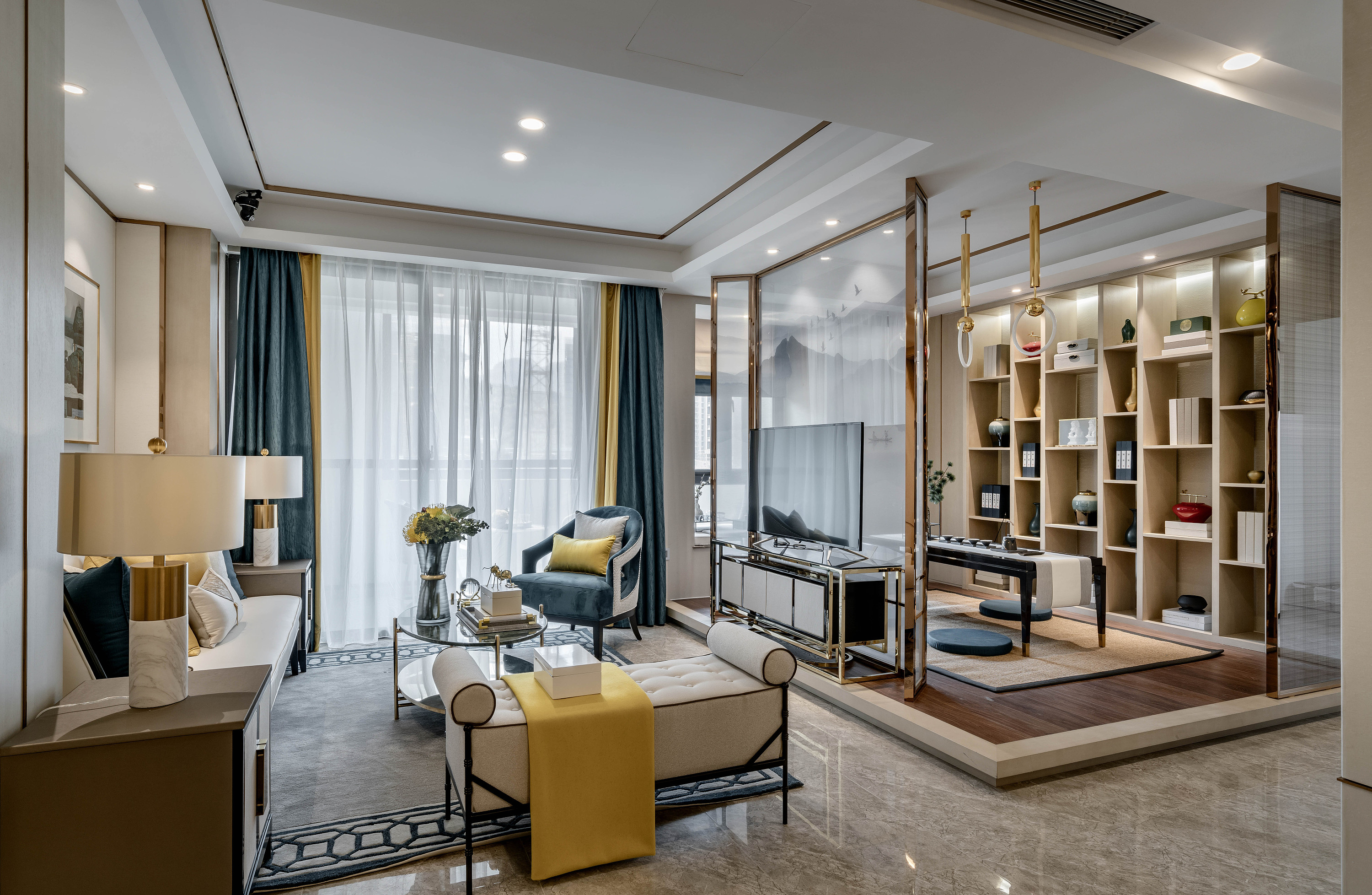 中式装修风格样板房图,桃花源120平中式风格样板房