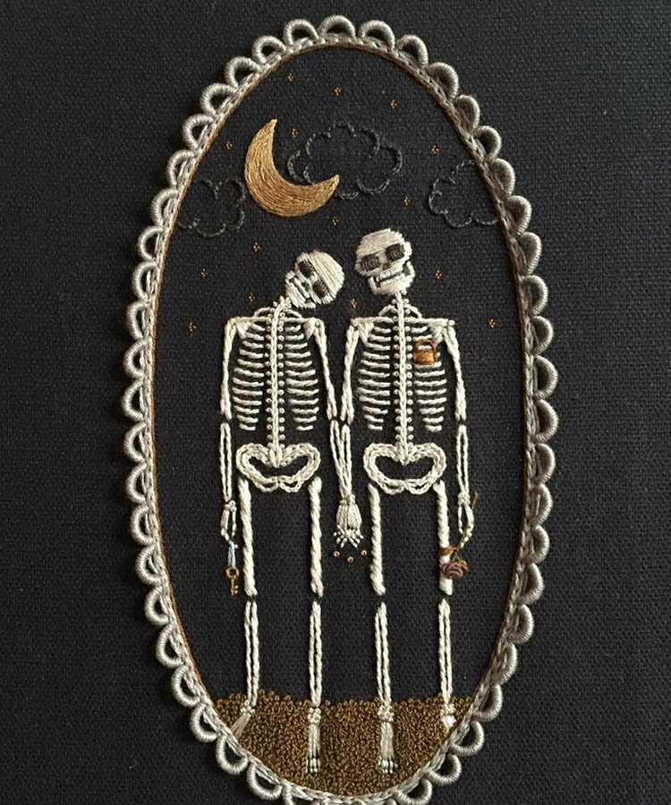 刺绣半袖骷髅,牛仔刺绣骷髅