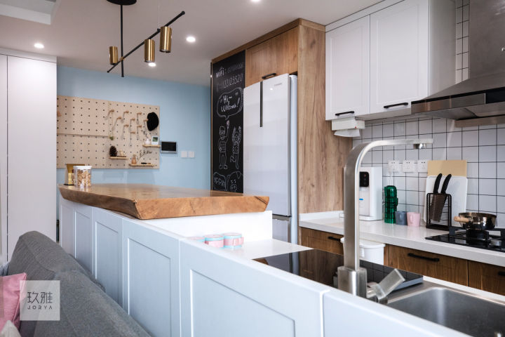 一字型厨房怎么设计高低台,厨房橱柜高低台设计效果图