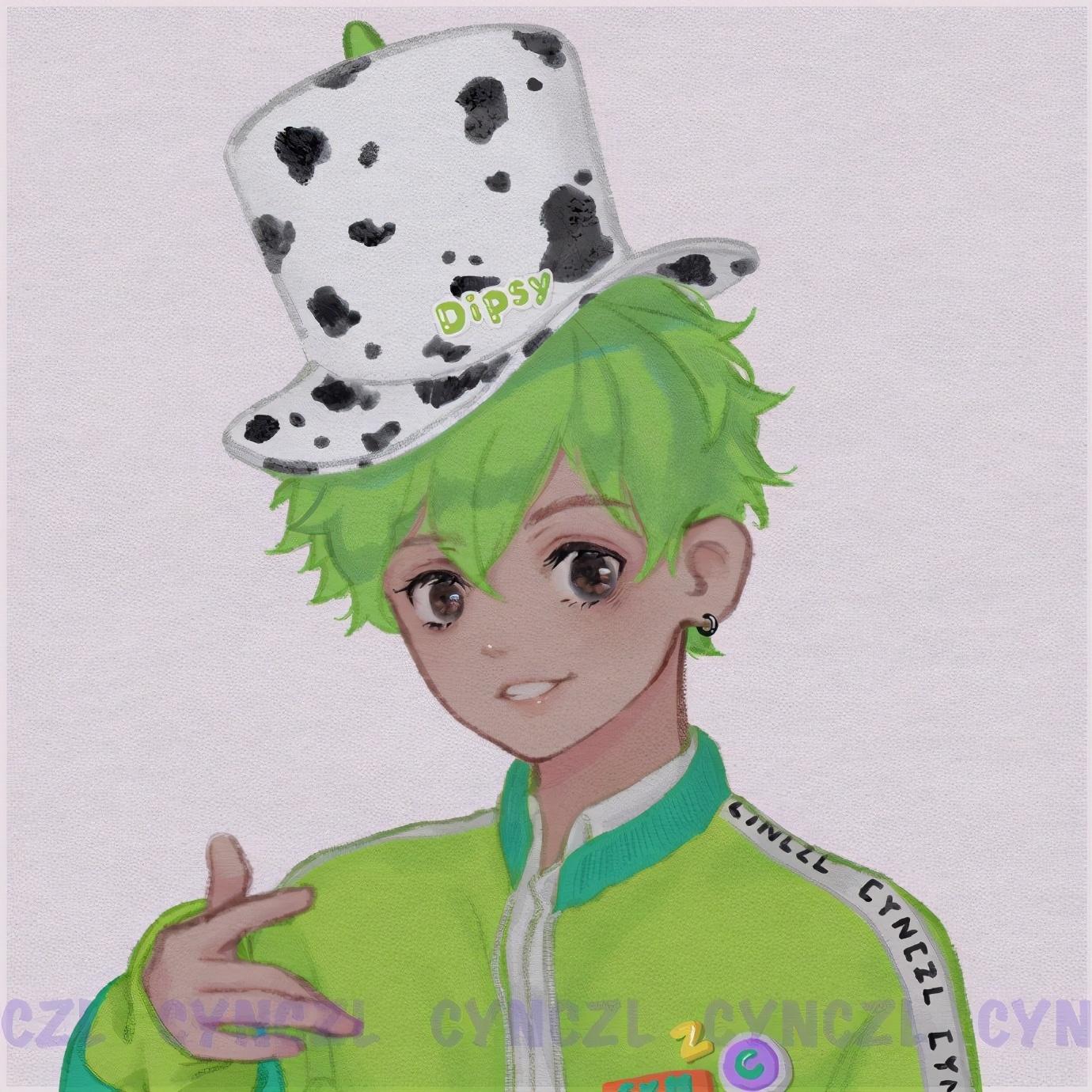 画师分享天线宝宝拟人化，为了凑齐5黑头像，把太阳也变成妹子了