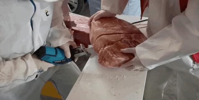 每切一块冻猪肉，就像下了一场猪肉味儿的雪……