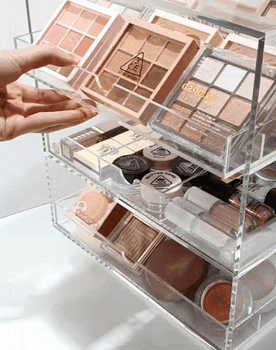 小姐姐沉浸式收纳化妆品,韩国小姐姐化妆品