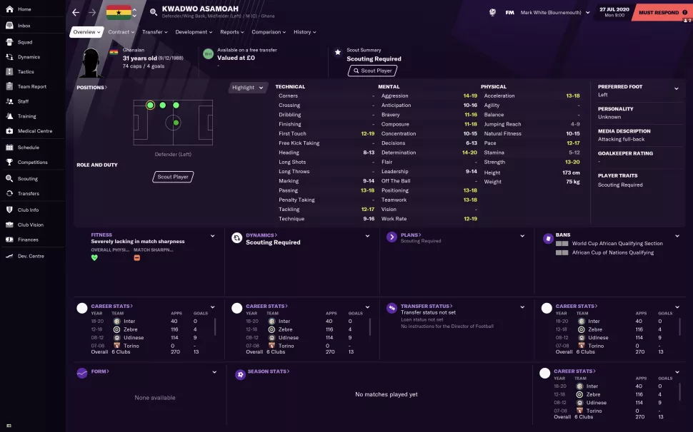 fm2021各位置最强球员排行,fm2021自由球员