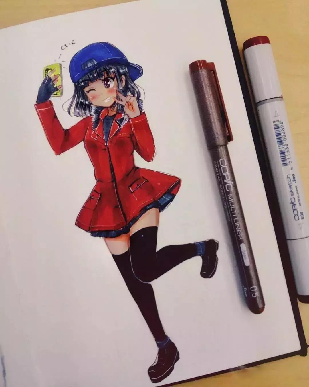 可爱动漫人物手绘马克笔,马克笔好看的动漫人物