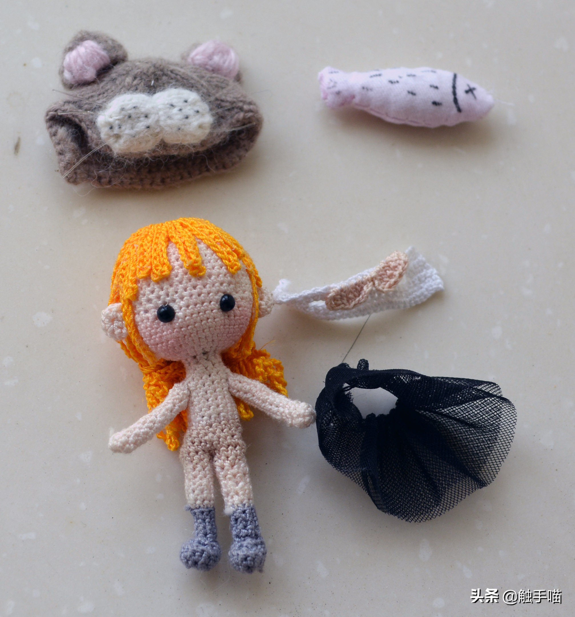 我的第一个迷你微钩娃娃——猫小点