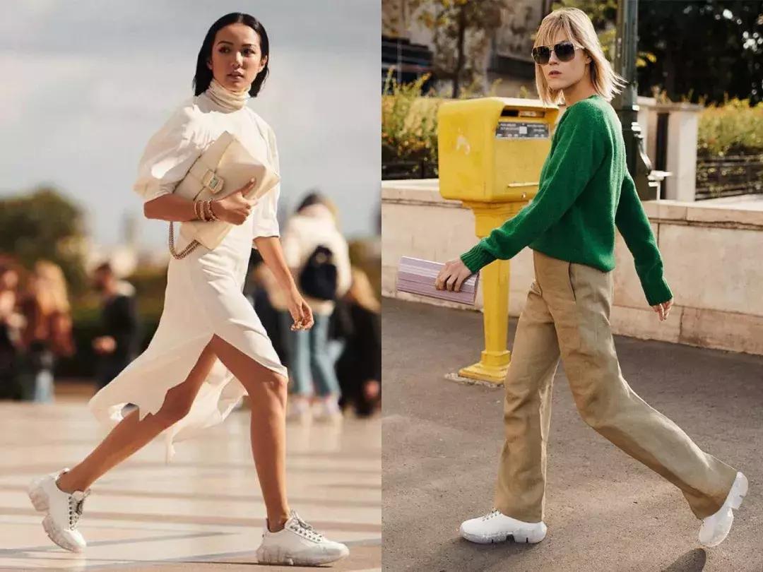 天气回暖怎么穿?裙子+运动鞋是时尚人群中热度最高的搭配法则