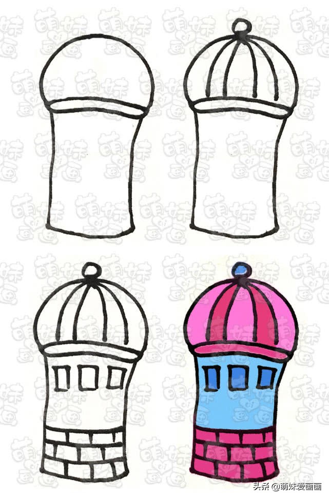 房子城堡的简单简笔画,简笔画梦幻的城堡图片