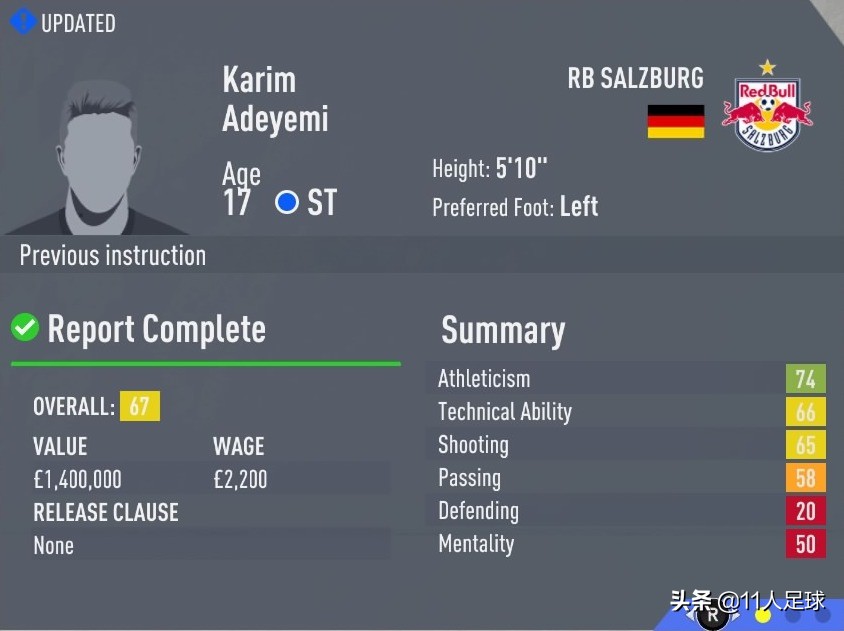 fifa球员天赋最高的是谁,fifa23前锋小妖