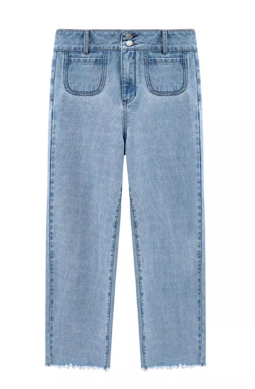 洋气破洞牛仔裤九分牛仔裤,回头率高的破洞牛仔裤