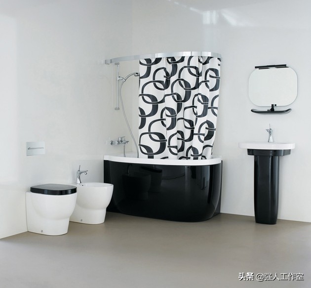 带浴缸的整体浴室卫生间,独立式超长款浴缸