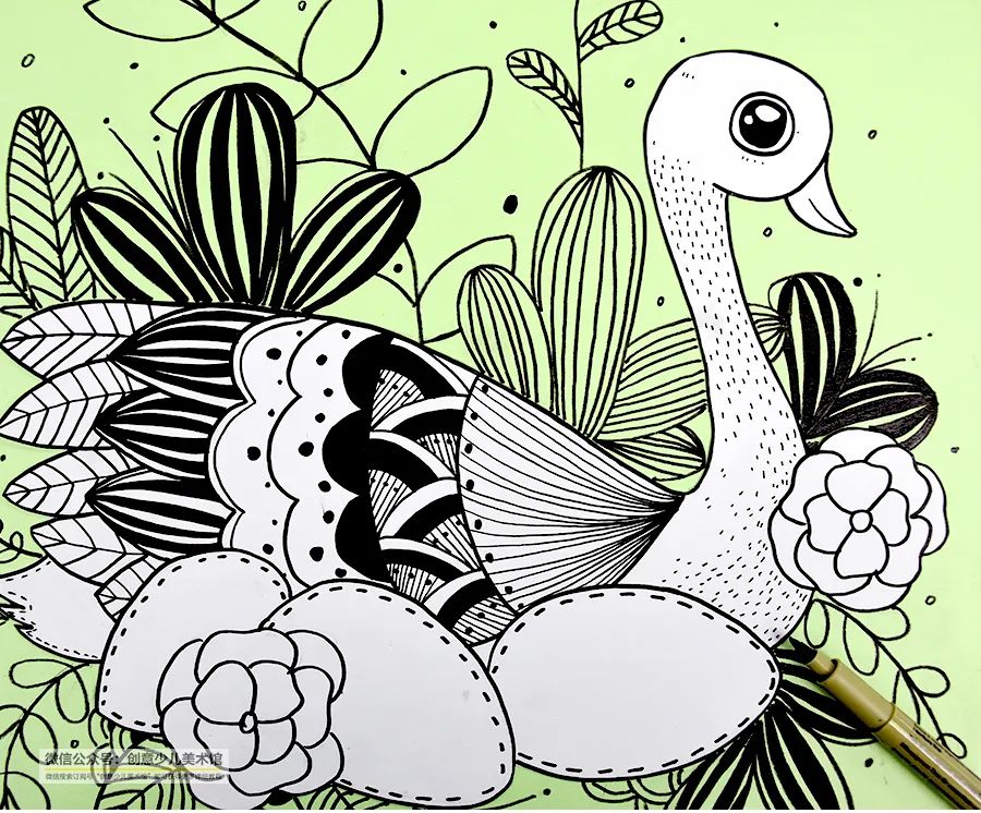 儿童画可爱的教程视频,儿童简单彩铅画天鹅画