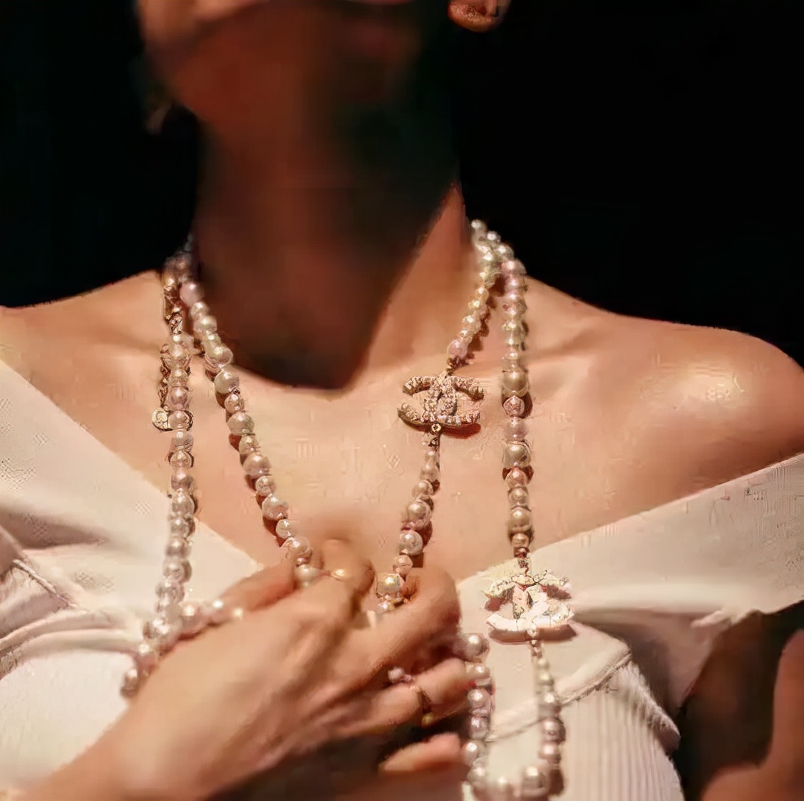 VintageChanel中古琉璃饰品,中古香奈儿双c项链