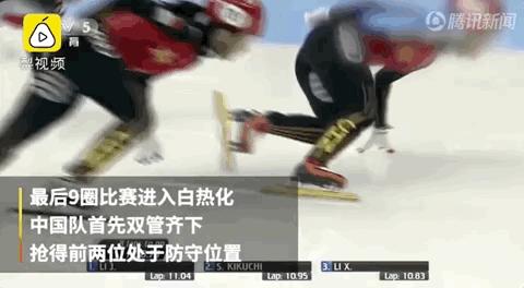 短道速滑1000米韩国两将摔出赛道,韩国短道速滑把队友推出赛道